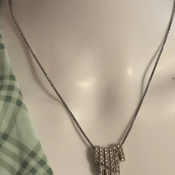 SALE Swarovski crystal hyperbola interchangeable hoop pendant silver necklace - Picture 3 of 11